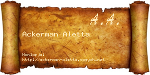 Ackerman Aletta névjegykártya